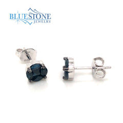 14 Karat White Gold Sapphire Stud Earrings