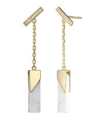 Sterling Silver & 18KY Gold Plating Earrings w/ Howlite