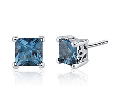 Sterling Silver 6mm London Blue Topaz Stud Earrings