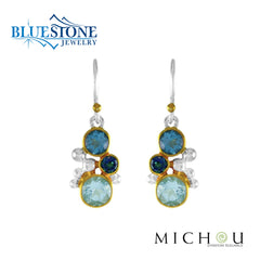 Silver & Gold Earrings with Topazes