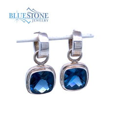 Sterling Silver Earrings w/London Blue Topaz