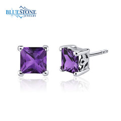 Sterling Silver 6mm Amethyst Stud Earrings