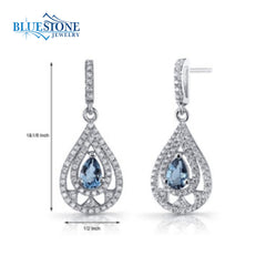 Silver Earrings with London Blue Topaz and CZs