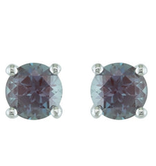 14K White Gold Created Alexandrite Stud Earrings