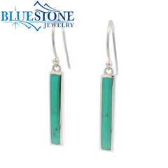 Sterling Silver Drop Earrings w/ Rectangle Cut Turquoise