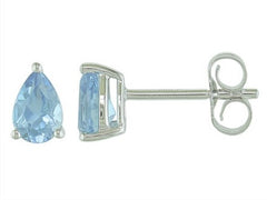 14KWG Stud Earrings w/ Pear Cut Blue Topazes