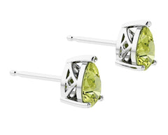 Sterling Silver 7mm x 5mm Pear Cut Peridot Earrings