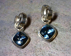 Sterling Silver Blue Topaz Huggie Earrings