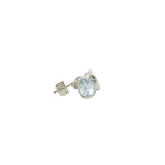 14KWG Bezel Set Stud Earrings w/ Pear Aquamarines