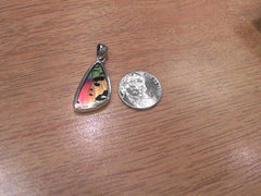 Lady's Small Sterling Silver Pendant with Butterfly Wings Sunset Moth