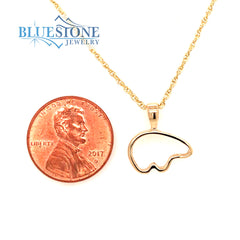 Medium 14 Karat Yellow Gold Bear Outline Pendant. Measures Approximate