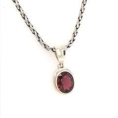 Sterling Silver Pendant with a Oval Cut Pink Tourmaline on a Sterling