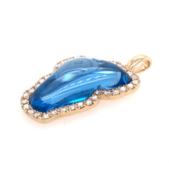 XL 14KYG Lake Tahoe Pendant w/ Hydro Topaz & Diamonds