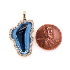 XL 14KYG Lake Tahoe Pendant w/ Hydro Topaz & Diamonds