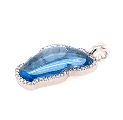Medium14KWG Pendant with Hydro Blue Topaz & Diamonds