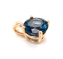 14 Karat Yellow Gold Pendant with One 1.03 Carat Round London Blue Top