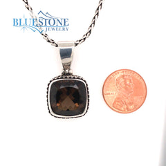 Medium Sterling Silver Pendant with One 3/4" x 3/4" Square Cushion Cut