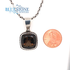 Medium Sterling Silver Pendant with One 3/4" x 3/4" Square Cushion Cut