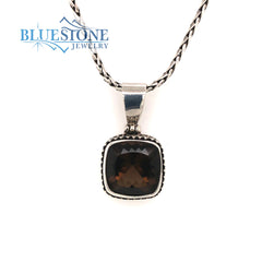 Medium Sterling Silver Pendant with One 3/4" x 3/4" Square Cushion Cut