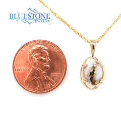 14KY Gold Pendant w/ One Oval Gold Quartz