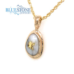14 Karat Yellow Gold Pendant with a pear shaped Gold Quartz. Pendant m