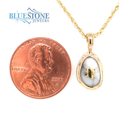 14 Karat Yellow Gold Pendant with a pear shaped Gold Quartz. Pendant m