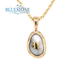 14 Karat Yellow Gold Pendant with a pear shaped Gold Quartz. Pendant m