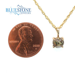14 Karat Yellow Gold Pendant with One 6mm Round Gold Quartz Gemstone m