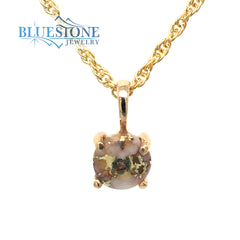 14 Karat Yellow Gold Pendant with One 6mm Round Gold Quartz Gemstone m