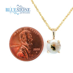 14 Karat Yellow Gold Pendant with One 8mm Round Gold Quartz gemstone f