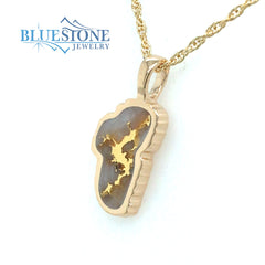 Medium 14 Karat Yellow Gold Lake Tahoe Pendant with Gold Quartz Gemsto