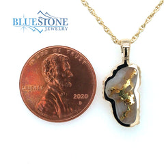 Medium 14 Karat Yellow Gold Lake Tahoe Pendant with Gold Quartz Gemsto