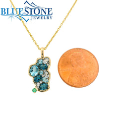 Medium 14KYG Lake Tahoe Pendant with Topaz & Diamonds