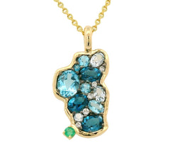 Medium 14KYG Lake Tahoe Pendant with Topaz & Diamonds