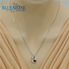 Sterling Silver Created Ruby Pendant - 20"