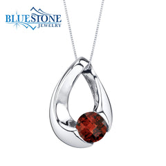 Sterling Silver Created Ruby Pendant - 20"