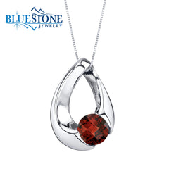Sterling Silver Created Ruby Pendant with 18" Chain