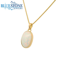 Small 18KYG Pendant w/ One Oval Ethiopian Opal