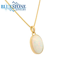 Small 18KYG Pendant w/ One Oval Ethiopian Opal