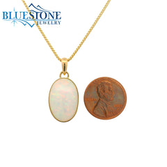 Small 18KYG Pendant w/ One Oval Ethiopian Opal