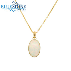 Small 18KYG Pendant w/ One Oval Ethiopian Opal