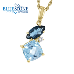 14K Yellow Gold Topaz and Diamond Pendant