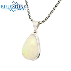 Medium Silver Pendant w/ Ethiopian Opal - 20" Petite