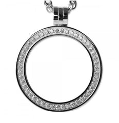 Sterling Silver Coin Holder Pendant with CZs