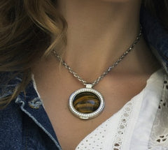 Sterling Silver Coin Holder Pendant with CZs