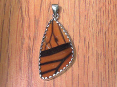 Lady's Large Sterling Silver Pendant with Butterfly Wings, Monarch But