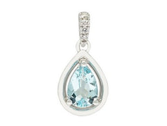 14KWG Pendant w/ Aquamarine & Diamonds