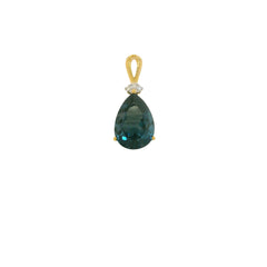 14KYG Pendant w/ London Blue Topaz & 3 Diamonds