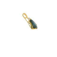 14KYG Pendant w/ London Blue Topaz & 3 Diamonds