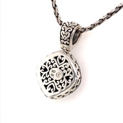 Silver & Gold Pendant with Sapphires and Diamonds on Chain